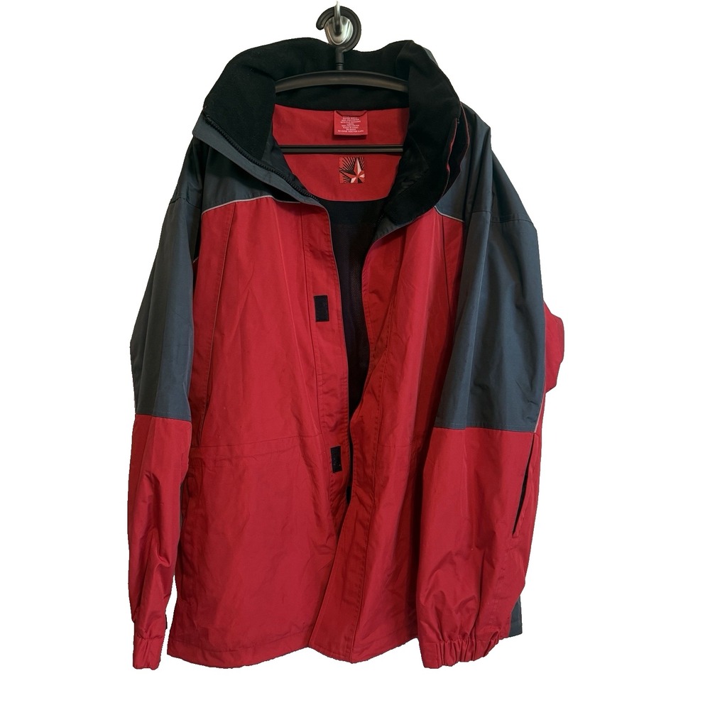 VTG Marlboro Red Star Mens Waterproof Jacket Size XXL Lightweight Pockets Hooded